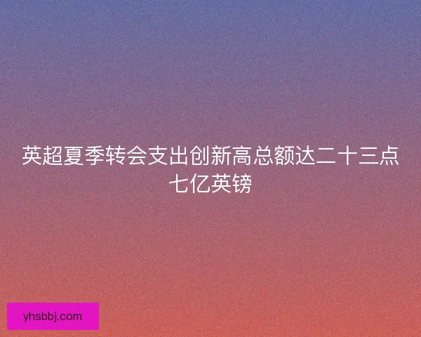 英超夏季转会支出创新高总额达二十三点七亿英镑