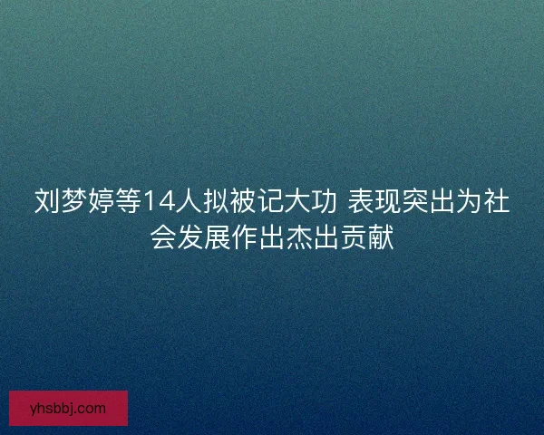 刘梦婷等14人拟被记大功 表现突出为社会发展作出杰出贡献